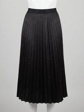 Mexx Black Satin Pleated Midi Skirt, Size XL, Elastic Waist